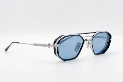 Akoni Eris Two Silver Sunglasses front and side view