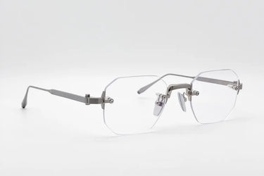 
    Akoni juno - Square Eyeglasses - Akoni Juno Silver Optical front and side view
  