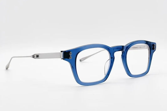 Akoni Wise Palladium Blue Optical front and side view