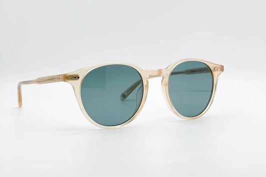 Garrett Leight Clune Beige occhiali da sole rotondi P3 acetato