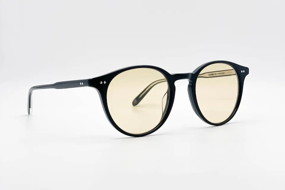 Garrett Leight Clune Nero occhiali da sole rotondi P3 acetato