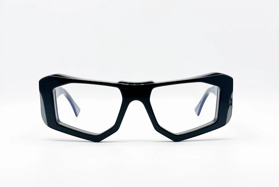 Kuboraum F6: Black Rectangular Unisex Optical Glasses