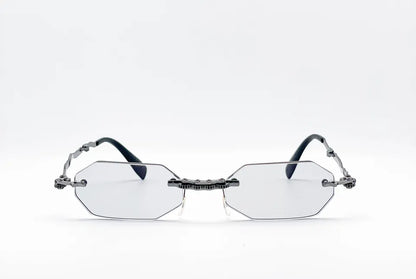 Kuboraum H46: Silver Rectangular Unisex Sunglasses