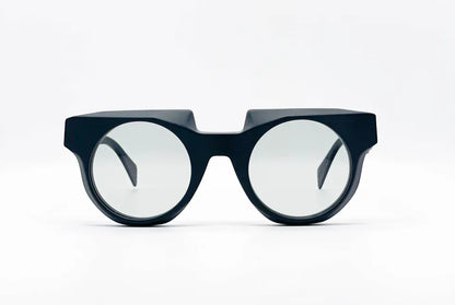 Kuboraum U1: Black Round Unisex Sunglasses