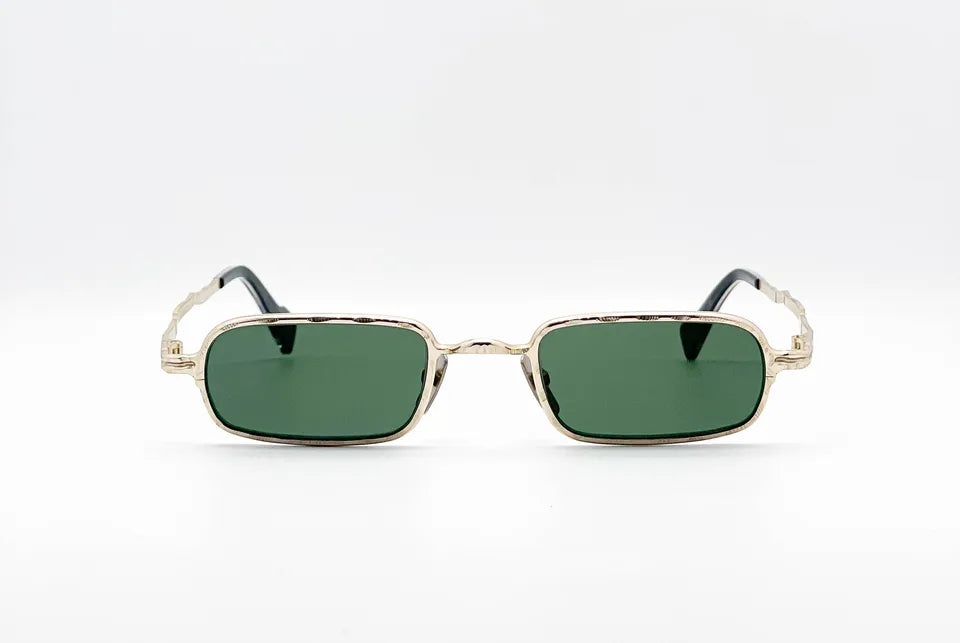 Kuboraum Z18: Gold Rectangular Unisex Sunglasses