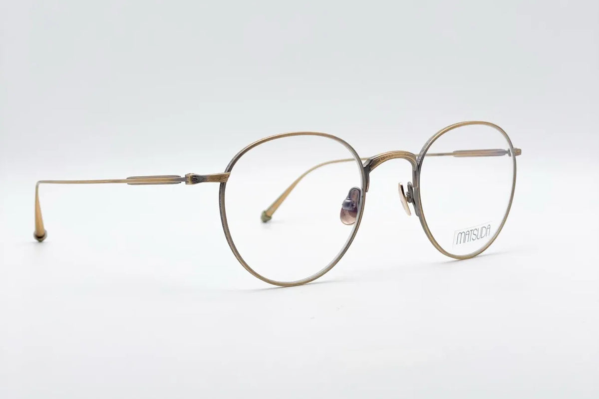 Matsuda M3085 Gold titanium optical frames side view detail