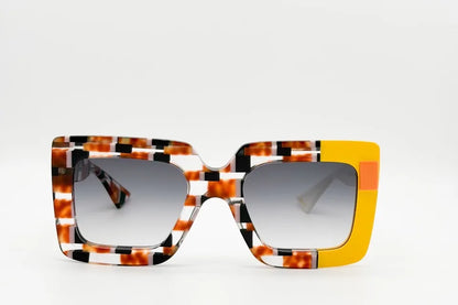 Piero Massaro PM002 MA9 Yellow Brown White Sunglasses
