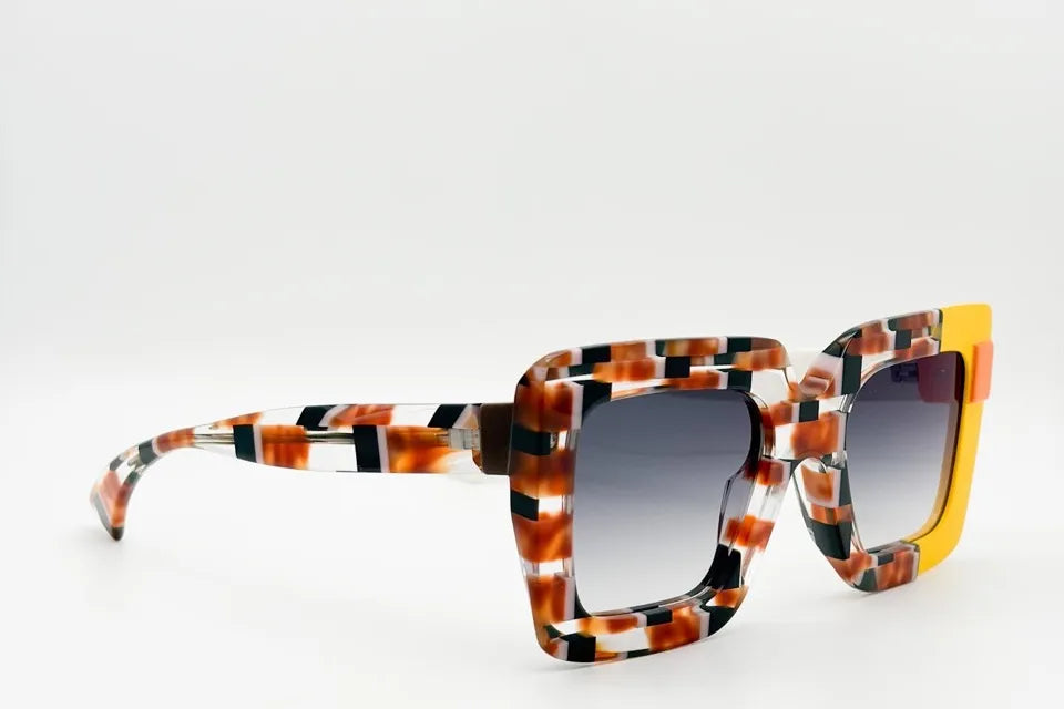 Piero Massaro PM002 MA9 Yellow Brown White sunglasses