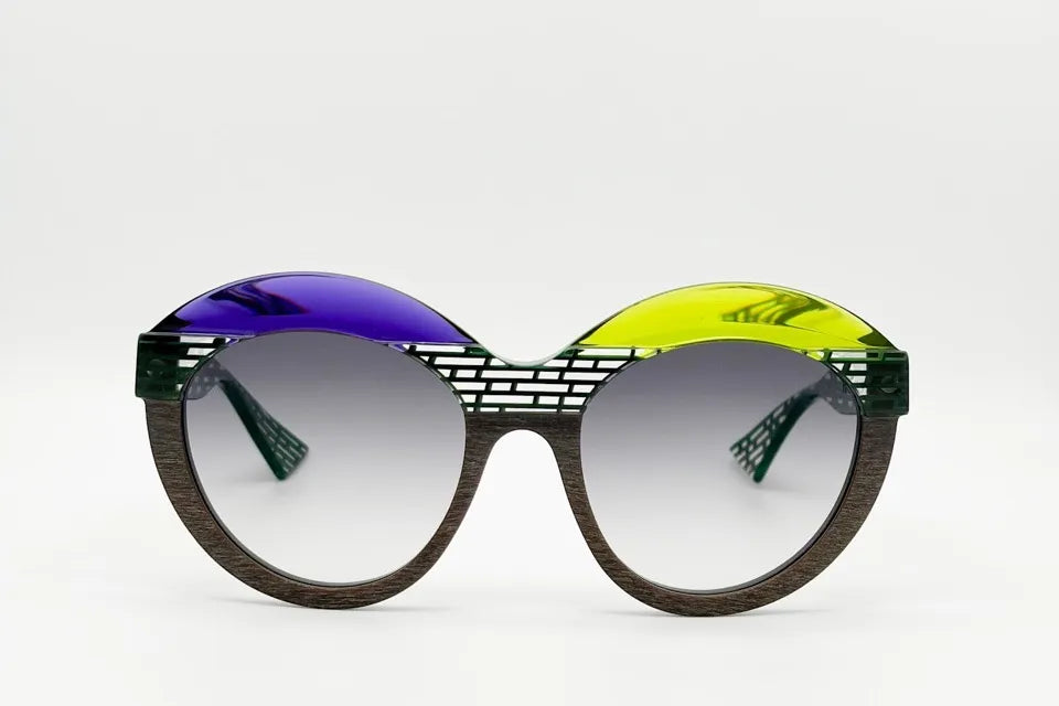 Piero Massaro PM004 173 Brown Purple Green Sunglasses