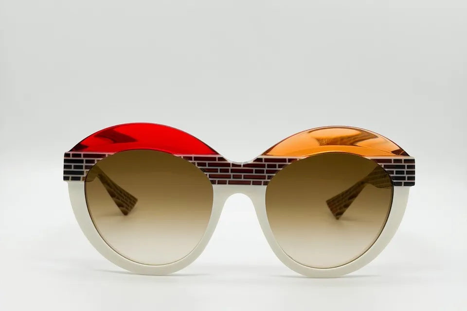 Piero Massaro PM004 327 Red Brown White Sunglasses