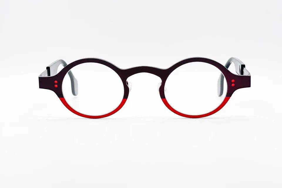 Theo Huitante+Sept 311 Red: Minimalist Titanium Glasses