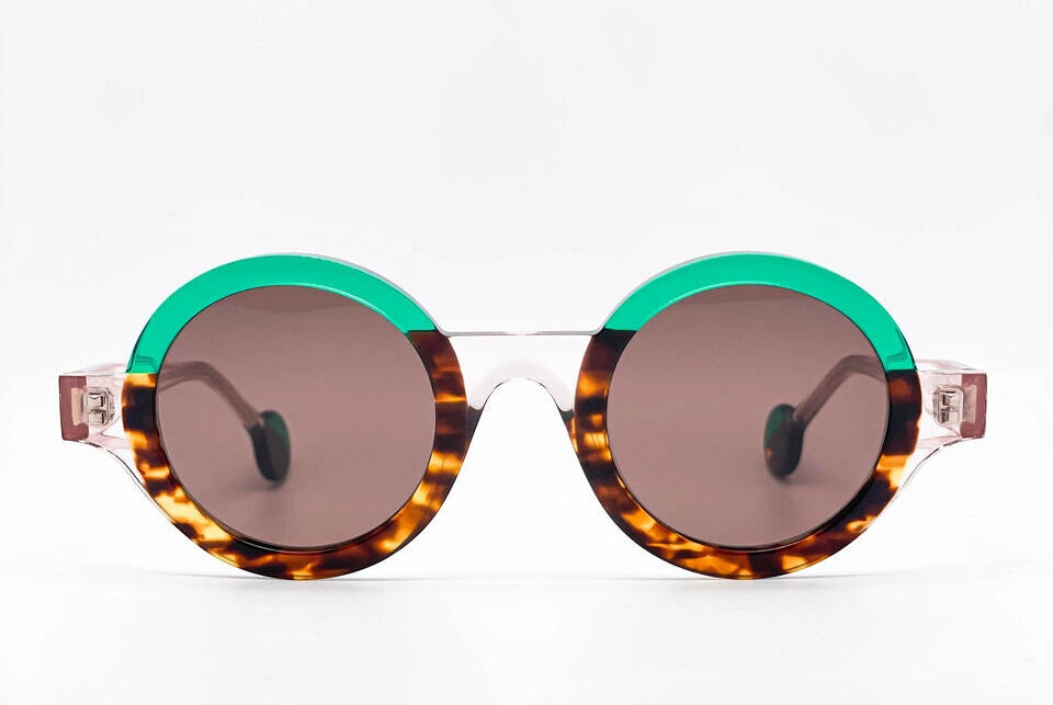 Theo Kubisme Green Brown Sunglasses | Green | Frame Round