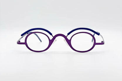 Theo Lauder 37 Purple: Oversized Cat-Eye Metal Glasses
