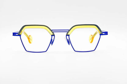 Theo Mascara Makeup 511 Yellowblue: Expressive Rectangular Acetate Frame