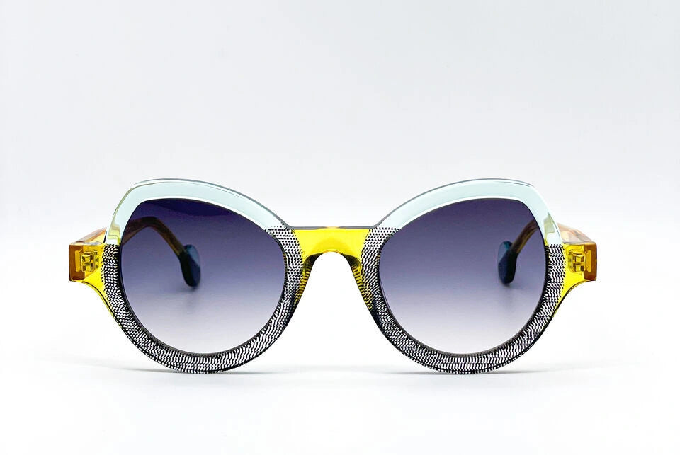 Theo Modernisme Yellow Blue Black Sunglasses