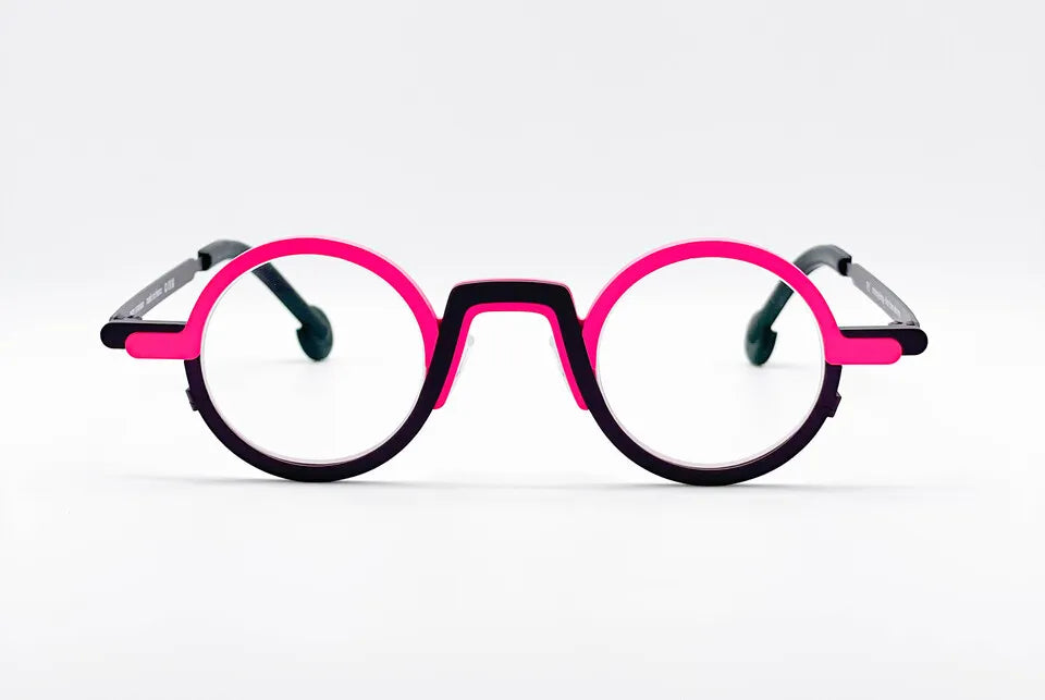 Theo Neon: Black Round Unisex Optical Glasses