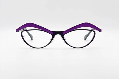 Theo Nivo Waterleau 224 Purple: Elegant Oval Titanium Glasses