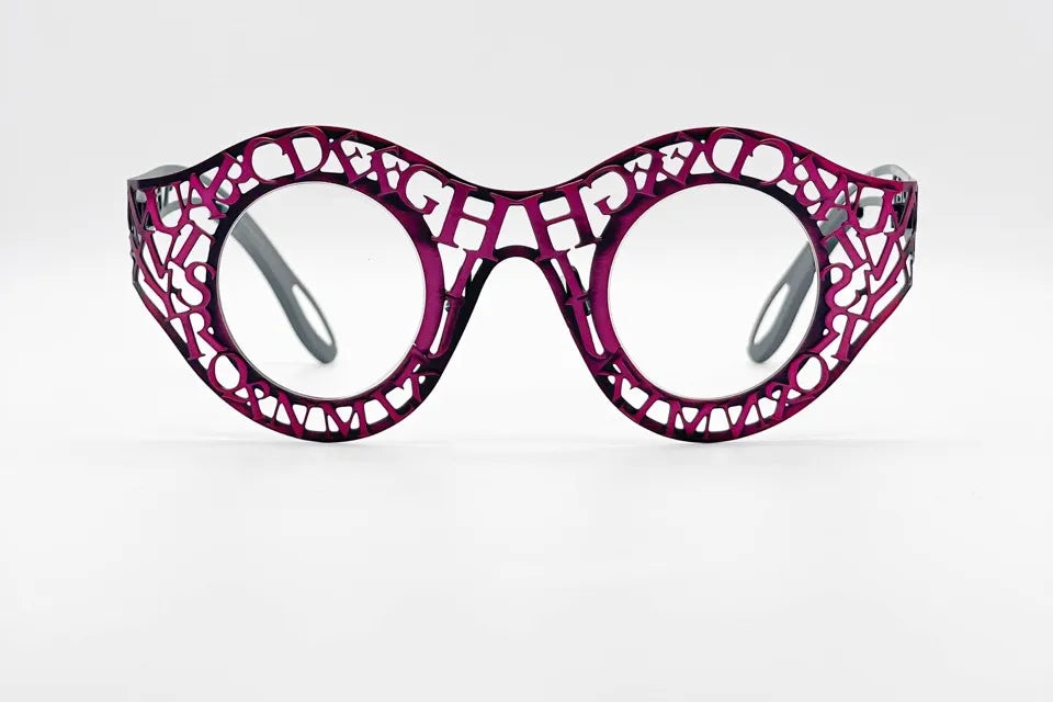 Theo Ophabet 001 Fuchsia: Squared Optical Frame with Pop of Colour