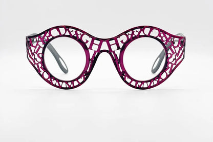 Theo Ophabet 001 Fuchsia: Squared Optical Frame with Pop of Colour