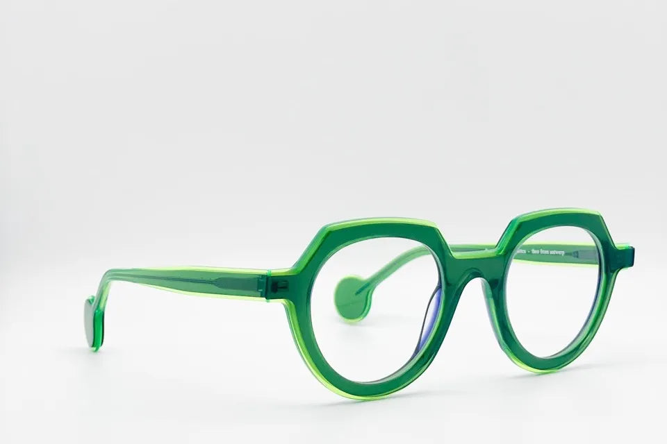 Theo Pattex 9 Blue Trans  Fluo Green optical frames