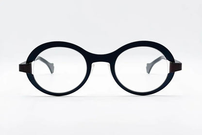 Theo Plissado: Black Oval Unisex Optical Glasses